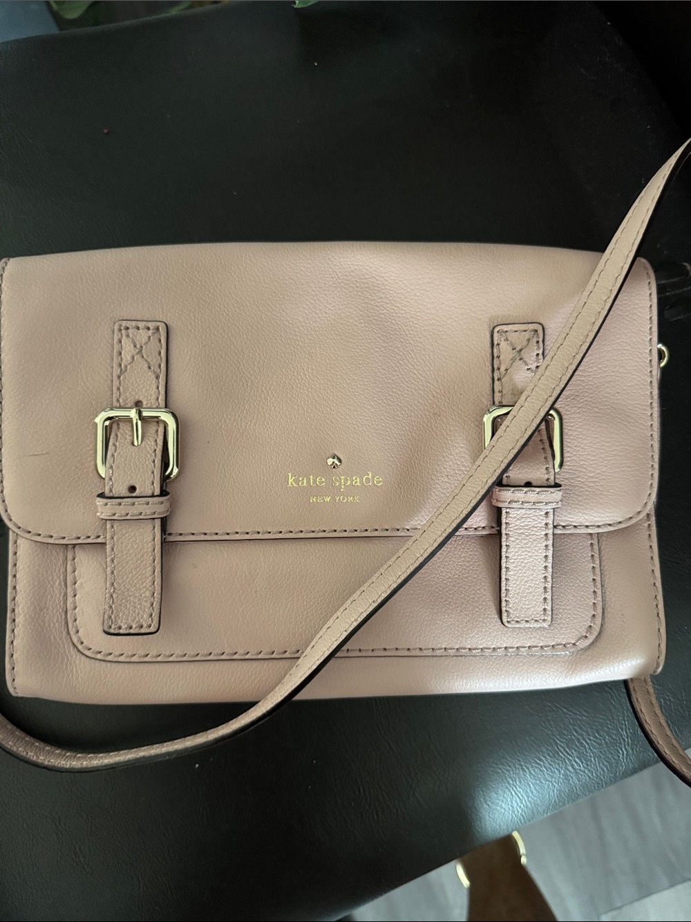 kate spade Dusty Rose Leather Crossbody with Gold Buckles - Picture 2 of 9